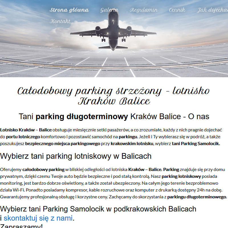 Kraków - tani parking balice lotnisko